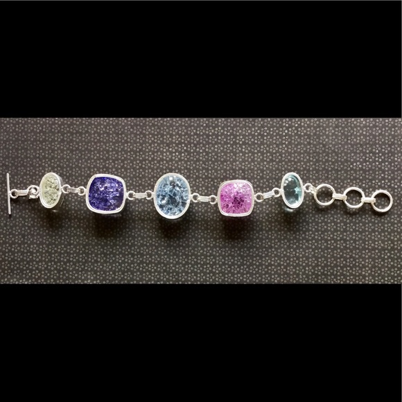 Rainbow Cracked Crystal Gemstone Bracelet - Picture 4 of 6